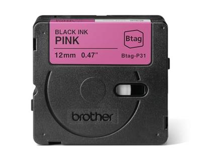 Brother BTAG-P31 labelprinter-tape Zwart op roze Brother BTAG-P31 labelprinter-tape Zwart op roze