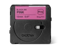 Brother BTAG-P31 labelprinter-tape Zwart op roze - thumbnail