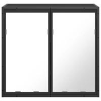 Badkamerkast met spiegel 65x20x60 cm bewerkt hout zwart - thumbnail