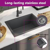 VidaXL Gootsteen handgemaakt roestvrij staal zwart - thumbnail