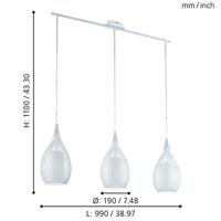 Eglo Design Hang LampRazoni 3-lichts wit - 94388 - thumbnail