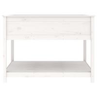 Plantenbak met schap 111,5x111,5x81 cm massief grenenhout wit - thumbnail