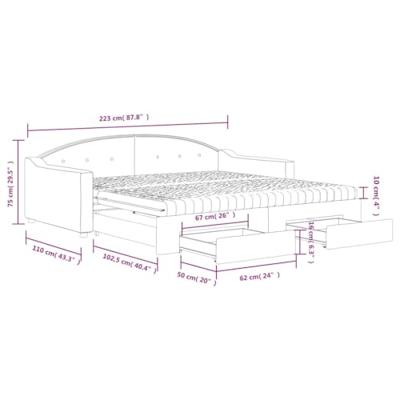 Slaapbank met onderschuifbed en lades 100x200 cm stof taupe