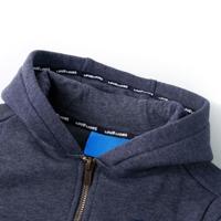 Kindervest met capuchon en rits 116 gemleerd donkerblauw - thumbnail