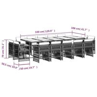 15-delige Tuinset met kussens poly rattan zwart - thumbnail