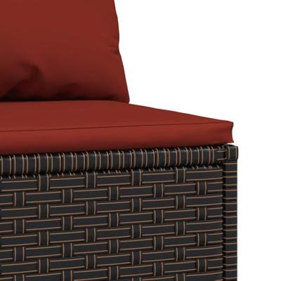 Tuinmiddenbanken met kussens 2 st poly rattan bruin
