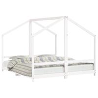 Kinderbedframe 2x(90x200) cm massief grenenhout wit - thumbnail