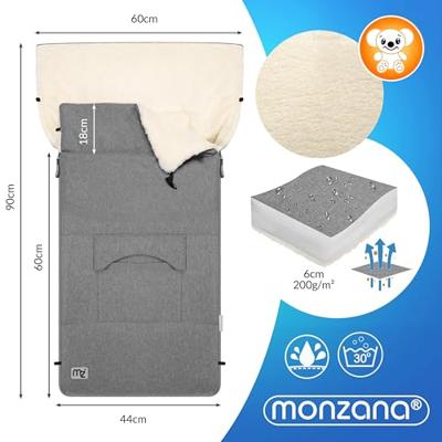 Baby Voetenzak Gevoerd Antraciet 93x56cm