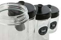 Set van 4 Potjes Home ESPRIT Zwart Metaal Kristal 1 L 1,5 L 1,8 L 10,4 x 10,4 x 26,4 cm - thumbnail