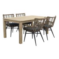 VDG Jasmine natural|Rome grey 170 cm. tuinset - 5-delig - thumbnail