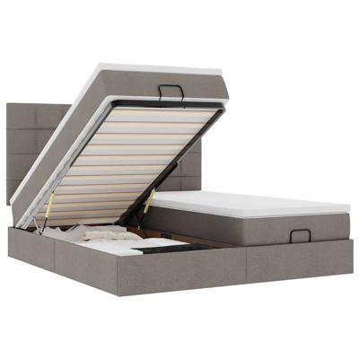 Ottoman bed met matrassen en LED's 180x200cm stof taupe