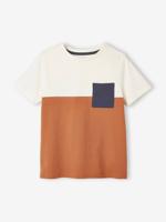 Colorblock jongensshirt met korte mouwen oranje - thumbnail