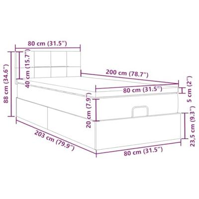Ottoman bed met matras en LED's 80x200cm fluweel lichtgrijs
