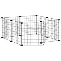 Huisdierenkooi met deur 8 panelen 35x35 cm staal zwart - thumbnail