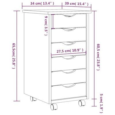 Ladekast MOSS verrijdbaar massief grenenhout honingbruin