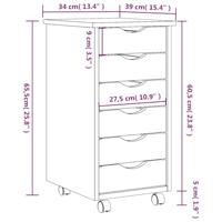 Ladekast MOSS verrijdbaar massief grenenhout zwart - thumbnail