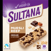 Sultana Mueslireep Chocolade & Hazelnoot 5 Stuks 125 g bij Jumbo - thumbnail