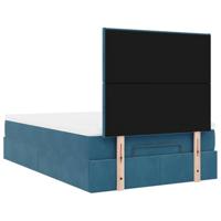 Ottoman bed met matrassen 120x200cm fluweel donkerblauw - thumbnail
