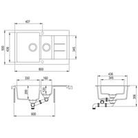 VidaXL Gootsteen dubbele bak graniet zwart - thumbnail