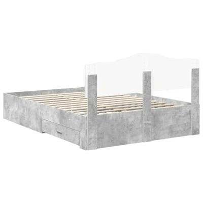 Bedframe met hoofdeinde Beton Grijs 160 x 200 cm Bewerkt hout
