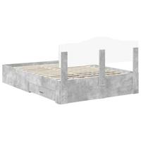 Bedframe met hoofdeinde Beton Grijs 140 x 190 cm Bewerkt hout - thumbnail