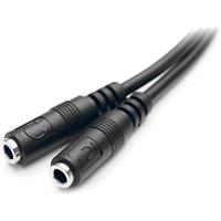 .com Adapter voor headsets met aparte koptelefoon-/microfoonstekkers - 3,5 mm 4 positie naar 2x 3 positie 3,5 mm M/F - Splitser voor hoofdset - minitelefoon stereo 3,5 mm (V) naar 4-polige ministekker (M) - 20 cm - zwart - thumbnail