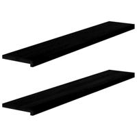 VidaXL Vensterbanken 2 st 140x25x2 cm massief eikenhout donkerbruin - thumbnail