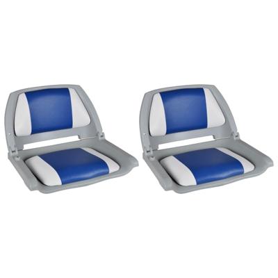 Bootstoelen 2 st inklapbare rugleuning 41x51x48 cm blauw wit