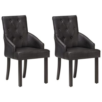 VidaXL Eetkamerstoelen 2 st echt geitenleer zwart VidaXL Eetkamerstoelen 2 st echt geitenleer zwart