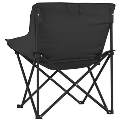 Campingstoelen 2 st met vakje inklapbaar zwart - thumbnail