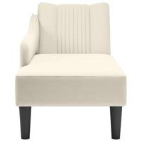 Chaise longue met rechterarmleuning fluweel crmekleurig - thumbnail