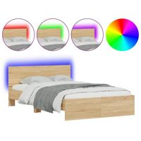 Bedframe met hoofdeinde en LED sonoma eikenkleurig 120x200 cm - thumbnail