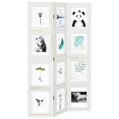 Kamerscherm met 3 panelen massief paulowniahout wit