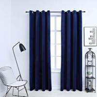 VidaXL Gordijn verduisterend met ringen 2 st 140x225 cm fluweel blauw - thumbnail