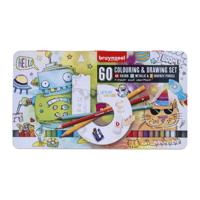 Bruynzeel Teken- en kleurset kleine kunstenaars blik - 60 stuks - thumbnail