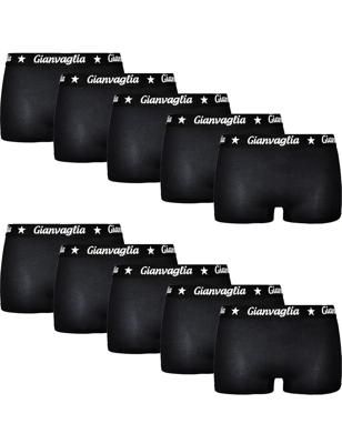 Gianvaglia 10-pak dames boxershorts katoen - dames shorts - Black - Zwarte multipack dames onderbroeken - Vrouwen ondergoed voordeelverpakking