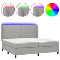 Boxspring met matras en LED stof lichtgrijs 200x200 cm - thumbnail