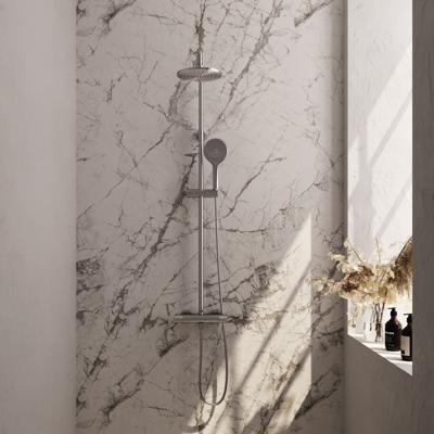 BRAUER Brushed Carving thermostatische regendouche SET 02, 20 cm douchekop, 3 standen handdouche, RVS geborsteld PVD.