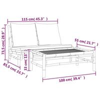 2-delige Loungeset met kussens bamboe donkergrijs - thumbnail