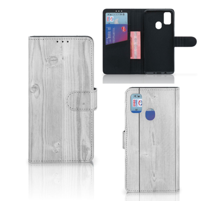 Samsung Galaxy M21 | M30s | Book Style Case | White Wood