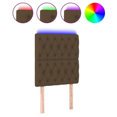 Hoofdbord LED 90x7x118/128 cm stof donkerbruin