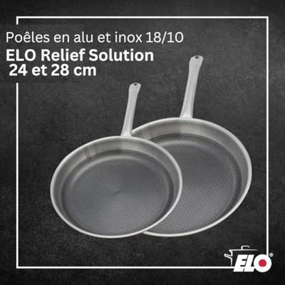 Set van 2 inductie koekenpannen - ELO - Relief Solutions - 18/10 roestvrij staal ELODUR Select antiaanbaklaag - Ø?24?en 28?cm