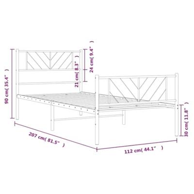 Bedframe met hoofd- en voeteneinde metaal zwart 107x203 cm Bedframe met hoofd- en voeteneinde metaal zwart 107x203 cm