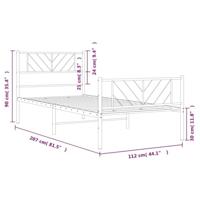 Bedframe met hoofd- en voeteneinde metaal zwart 107x203 cm - thumbnail