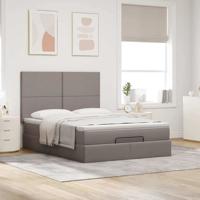 Ottoman bed met matras en LED's 140x200cm stof taupe - thumbnail