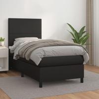 Boxspring met matras kunstleer zwart 90x190 cm - thumbnail