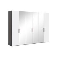 Goossens Kledingkast Easy Storage Ddk, Kledingkast 304 cm breed, 220 cm hoog, 2x draaideur en 4x spiegel draaideur midden - thumbnail