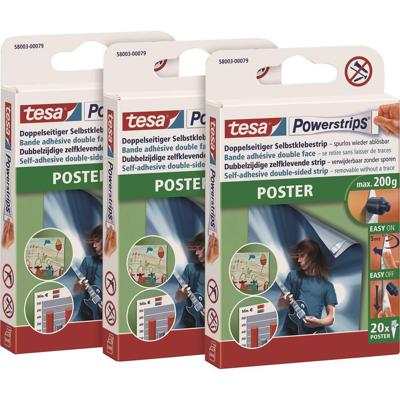 tesa POWERSTRIPS® Poster Dubbelzijdig plakband Wit Inhoud: 20 stuk(s)