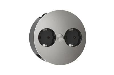 Buro stopcontact dubbel inbouw BACHMANN 931 000 edelstaal