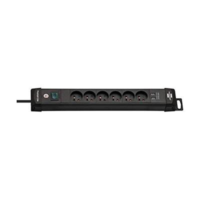 Brennenstuhl Premium-Line stekkerdoos met USB | 6-voudig | Zwart | 3m H05VV-F 3G1,5 | FR/BE - 1951164602 Brennenstuhl Premium-Line stekkerdoos met USB | 6-voudig | Zwart | 3m H05VV-F 3G1,5 | FR/BE - 1951164602